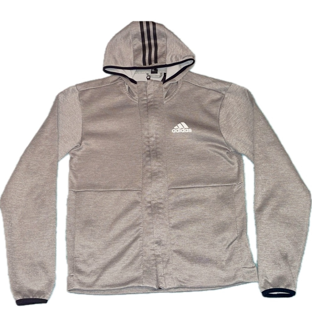 Adidas Climawarm Full-Zip Hoodie Men’s Small Light Gray